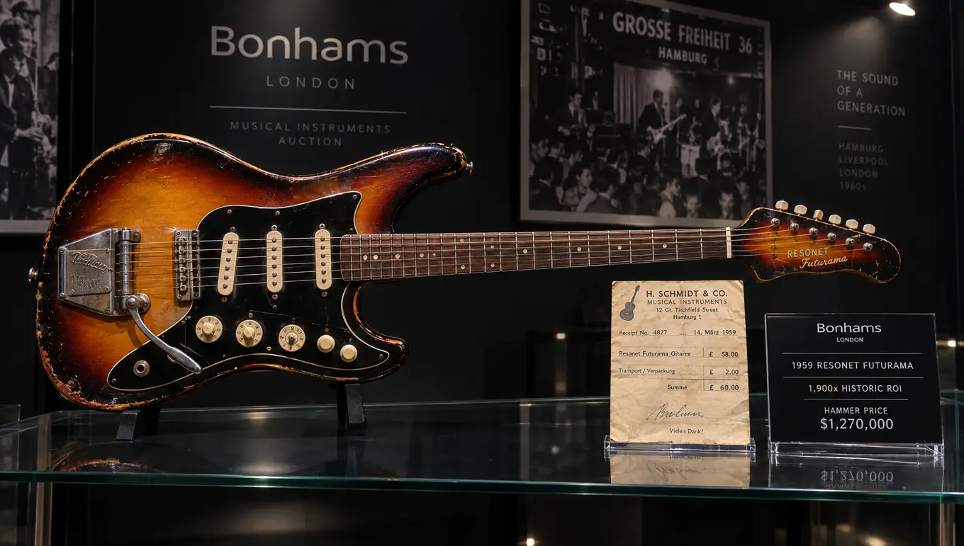 George Harrison 1959 Resonet Futurama Bonhams Auction Record ($1,270,000 / 1,900x ROI)